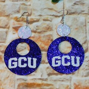 Grand Canyon University glitter faux leather earrings